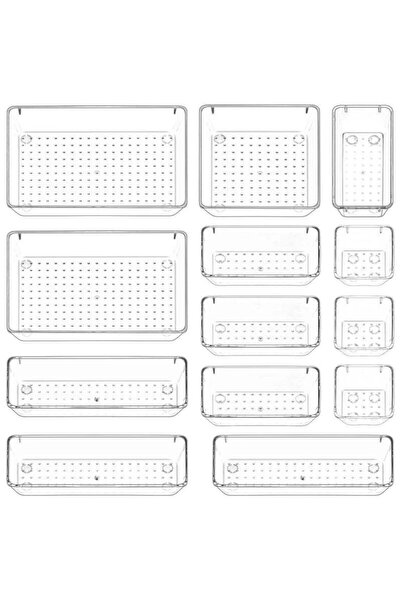 Arabest 9 PCS Clear Plastic Drawer Organizers Set, 3-Size Versatile Bathroom ...