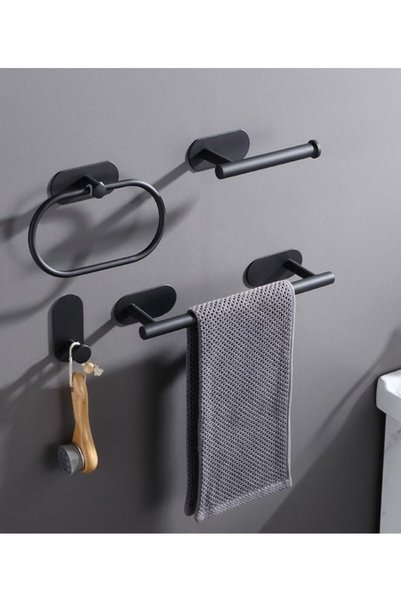 Arabest 4-Pieces Matte Black Bathroom Hardware Set , Includes Adhesive Toilet...