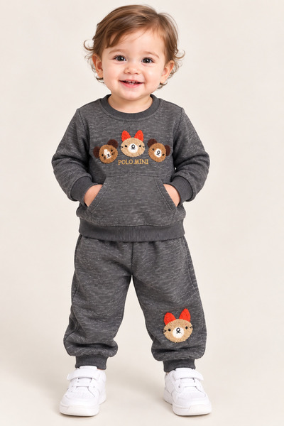 HELMİRA Baby Boy Antresit 2-Piece Set Thessaloniki Fabric Kangaroo Pocket Cuf...
