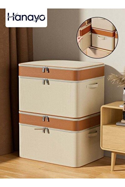 Hanayo Large Storage Bins with Lids, Pack of 2 Closet Storage Boxes for Shelv...
