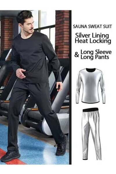 YS Sauna Suit Set for Men, Long Sleeve + Pants, Burn More, Sweat More, Sweat ...