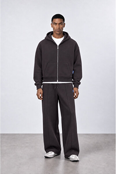 Respire Men's Basic Panda Oversize Zip Coffee
