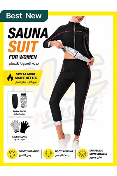 GENERAL me-nimal Women's Sauna Suit Sweat Set for Weight Loss, Zipper Long Sl...