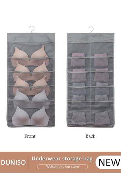 DUNISO Dual Sided Wall Closet Hanging Organizer Storage with Mesh Pockets for...