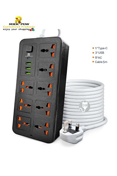 GENERAL Rock Pow 5 meters Universal Extension Lead with Multiple Function UK ...