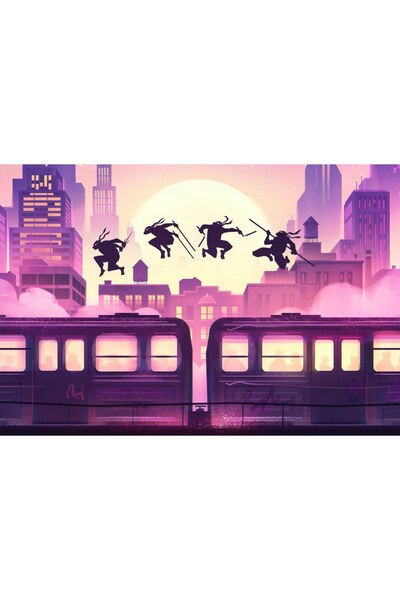 OEM Poster Tmnt Eroi într-o jumătate de carapace, pe acoperiș, Noapte de New ...