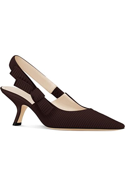 Coutgo Womens Slingback Kitten Heels Closed Pointed Toe Bowknot Knitted Slip ...