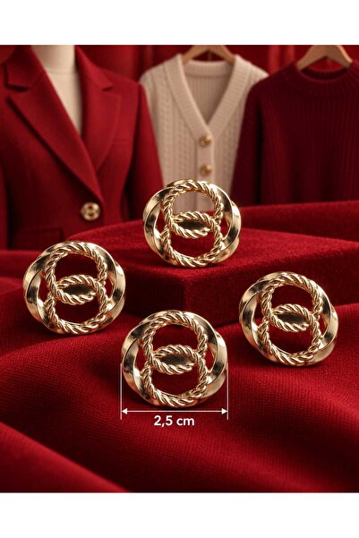 ÖZEL TASARIM DÜĞME 2,5 CM GOLD KAPLAMALI 1 PAKET 4 ADET