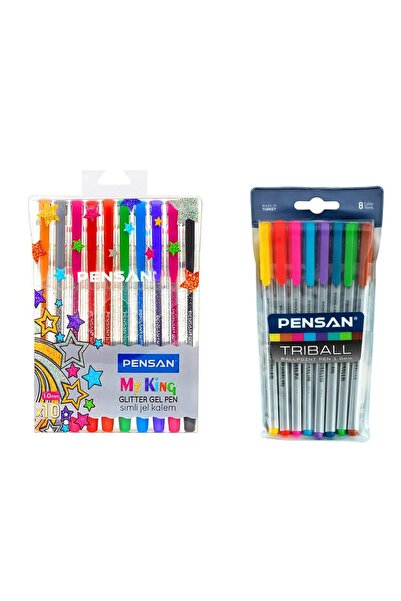 Pensan Colorful Writing and Drawing Set Triball 8 Colorful Ballpoint Pens and...