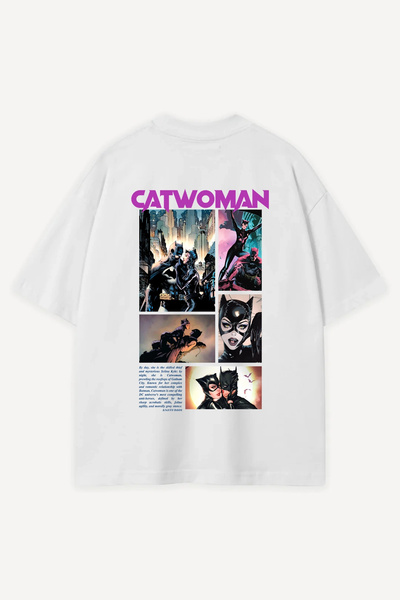Sekizbiraltı Cat Collage Printed White Oversize Tshirt
