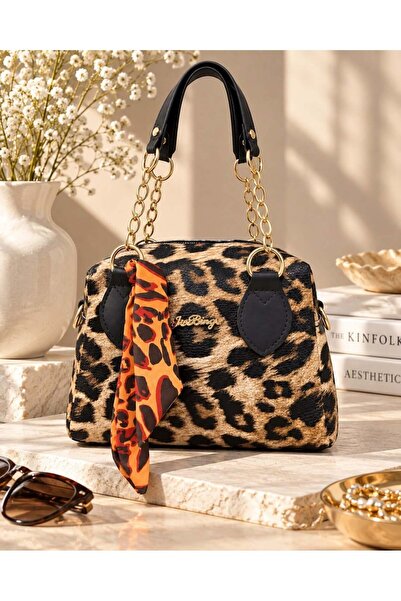 Kumru Studio Savanna Bag Leopard Patterned Bag with Chain Detail