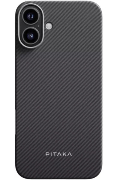 PITAKA Husă Ultra Subțire Twill compatibilă cu iPhone 16 Plus Negru/Gri