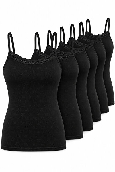 westicgiyim Women's Cotton Rope Strap Lace-Up Undershirt 6-Piece Pack 100% Co...