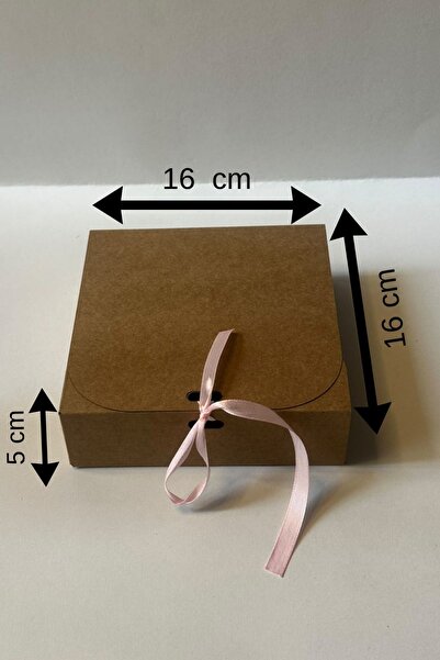 Altıntaş Pack 10'lu 16*16*5 cm Kraft Hediye Kutusu Pembe Kurdele Hediyeli