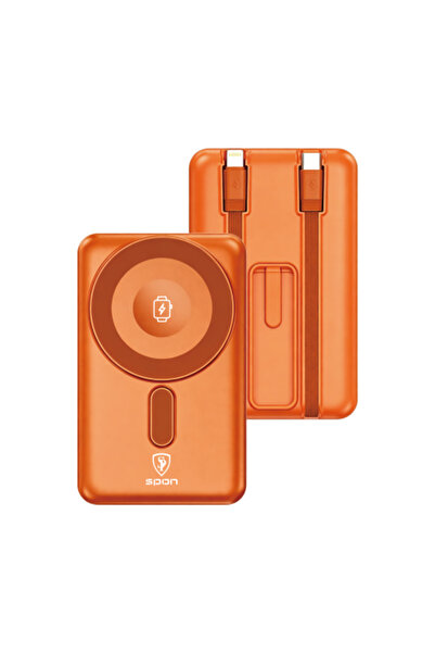 Spon Power Bank Spun Wireless Charging 22.5W 10,000Mah with Built-In Cables a...