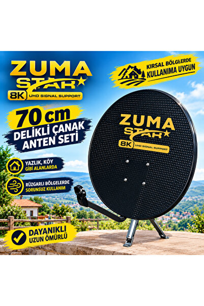 Zuma 70 cm Delikli Rüzgara Dayanıklı Kırsal Bölgelere Uygun Çanak Anten Takım...