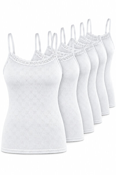 westicgiyim Women's Cotton Rope Strap Lace-Up Undershirt 6-Piece Pack 100% Co...
