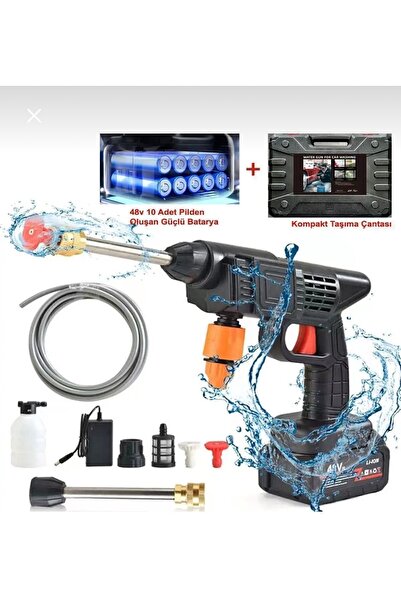 liore dünyası 48V Şarjlı 12000 mAh Akülü Oto Araç Yıkama, Bahçe Sulama Tabanc...