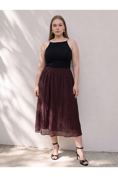 LC Waikiki Two Mt Shop Quality Lcw Curve Brown Linen Blend Straight Long Wome...