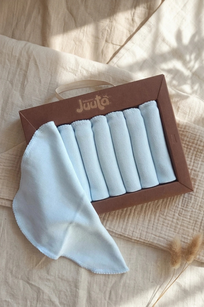 Babydonat 100% Cotton Blue Plain Baby Mouth Wipes Set - Set of 7 Soft Texture...