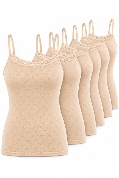 westicgiyim Women's Cotton Rope Strap Lace-Up Undershirt 6-Piece Pack 100% Co...