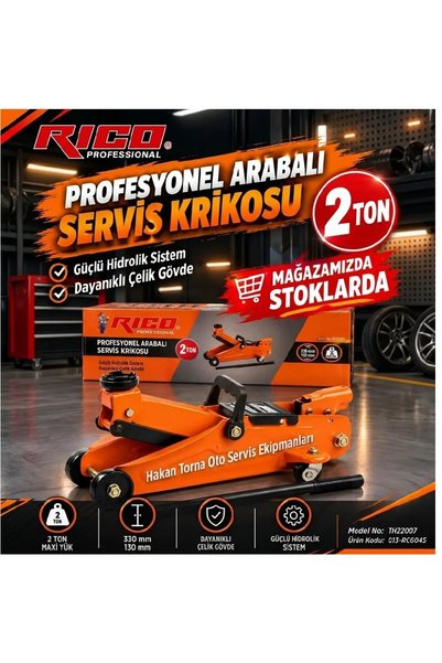 HAKTOR - Rico Profesyonel 2 Ton Hidrolik Arabalı Kriko Yol Yardım Krikosu