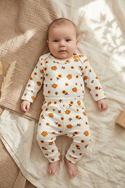 Babydonat طقم بناتي من القطن 100% بنمط ديزي أصفر اللون، مكون من قطعتين، مناسب...