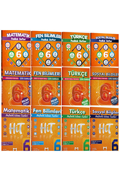 6. Sınıf Matematik-Fen-Türkçe-Sosyal Soru Bankası-Fasikül Defter ve Hit Deneme Seti 12 Kitap