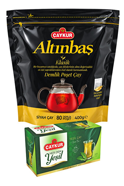 Çaykur Herdem Sade Green Tea and Altinbash 80's Teapot Tea Bag Package