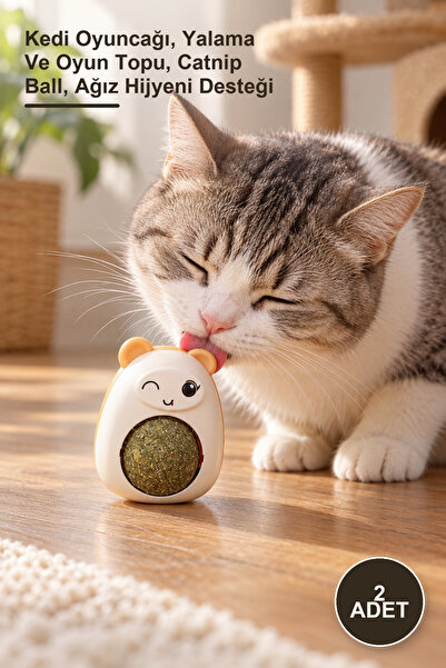 Yenilig 2 Pieces of Catnip Licking Ball with Teddy Bear – Cat Toy, Licking an...