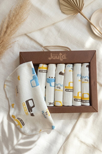 Babydonat 100% Cotton Yellow Car Patterned Baby Mouth Wipes Set - 7-Piece Sof...