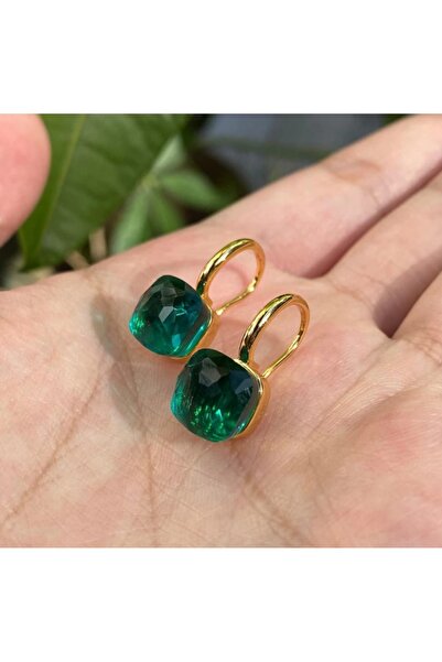 Lunarie Xuping Green Emerald Square Stone French Hook Dangle Earrings - Vinta...
