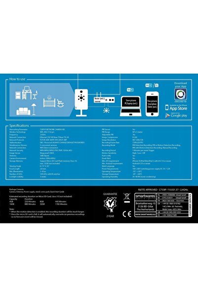 Smartwares Cameră inteligentă wireless C733IP SHARP 720p + senzor de mișcare