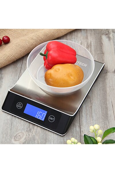 nobitech Cântar electronic de bucătărie LCD, 7 unități, 10KG/1G, oțel inoxida...