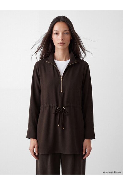 LC Waikiki Two Mt Shop Quality Lcw Studio Brown Dobby Plain Loose & Baggy Wom...