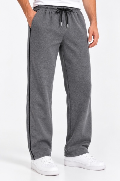 Machi Wide Leg Side Piping Baggy Men's Sweatpants Comfortable Fit Smoked Gray...