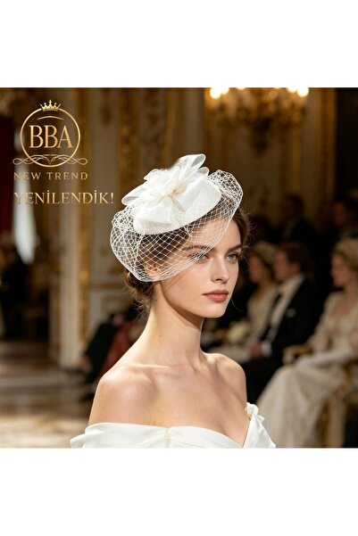 Vualet Nikah Şapkası Gelin Fascinator Şapka Rus Tülü Düğün Nişan Söz Davet Saç Aksesuarı