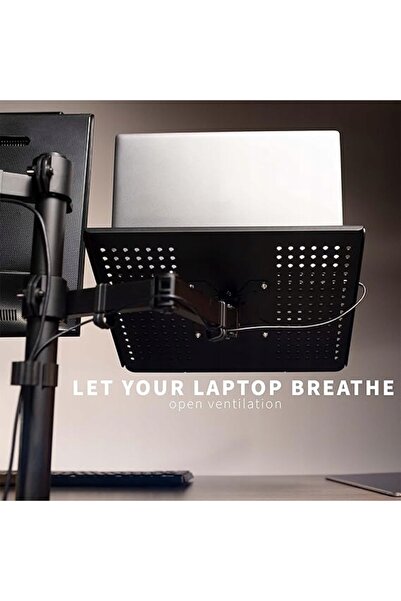 vivo Suport de birou negru pentru monitor și laptop 2 în 1
