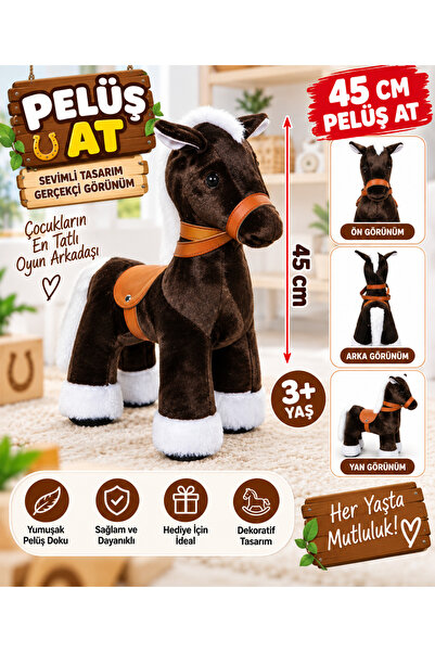 SUDESA OYUNCAK 45 cm Plush Horse Soft Toy with Realistic Design for Ages 3+ F...