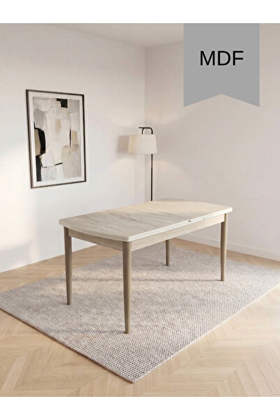 Colak mobilya 80x130 Açılabilir MDF Traverten Yemek Masası Kapiçino Metal Ayak