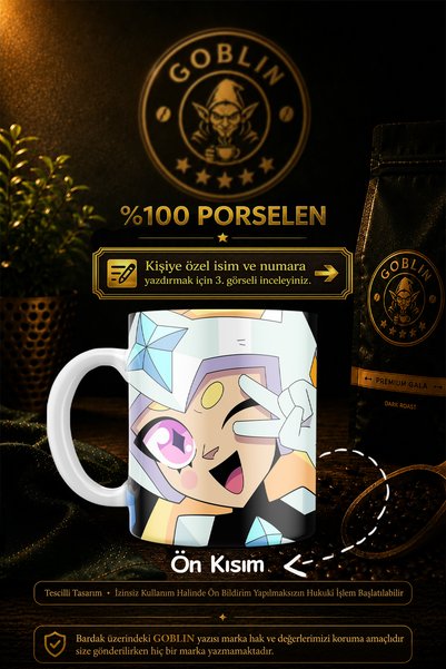 Goblin Kişiye Özel İsimli Brawl Stars Starr Nova Pembe Baskılı Kupa Bardak - ...