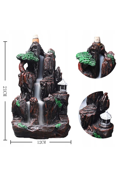 NO BRAND Arzător de tămâie ceramic tip cascadă pentru aromaterapie + 10 bețiș...