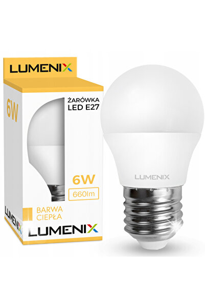 LUMENIX 10x Bec LED E27 tip bilă 6W 2900K Alb Cald 660lm Kit CCD de înaltă ef...