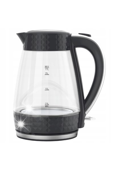 Łucznik Fierbător electric din sticlă, fără fir, silențios, 1.7L, 2200W, gri