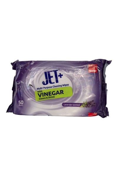 Sano Șervețele umede Jet, pentru multiple suprafețe, oțet / lavandă, 50 bucăți