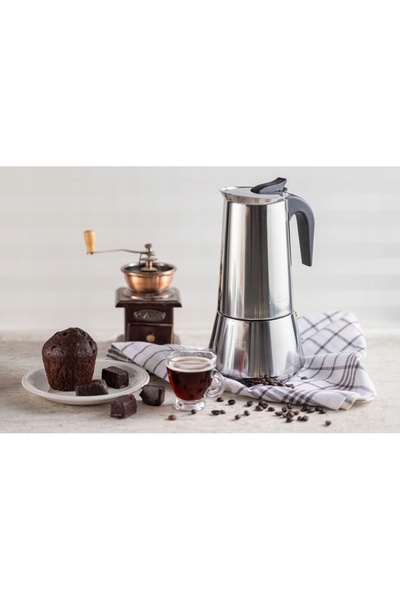 EDENBERG Cafetieră din oțel inoxidabil, 12 căni, 600ml, pentru inducție și gaz.