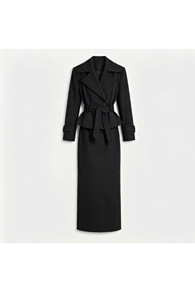 Julidress Belted Trench Coat Jacket and Maxi Long Skirt Premium Set