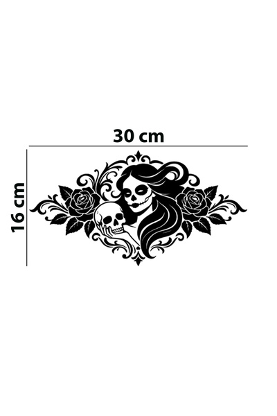 meristeed Gotik İskelet Kadın-Kurukafa Tasarımlı Oto Sticker - Arka Cam, Araç...