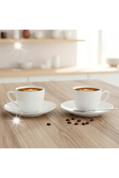 ARTEMİSPAK 2x Ceașcă de porțelan pentru cafea și ceai, porțelan alb, 200 ml