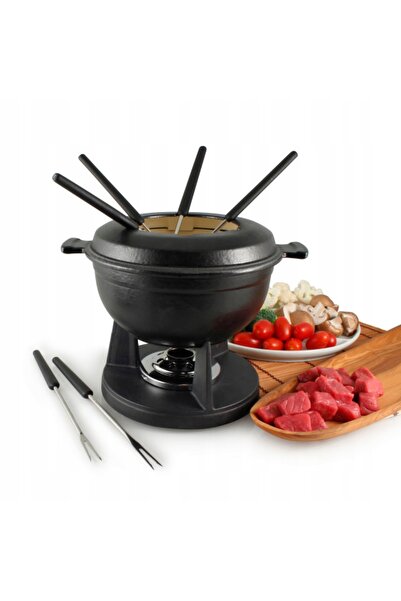 NO BRAND Set fondue LUCERNE din fontă pentru 6 persoane SWISSMAR negru